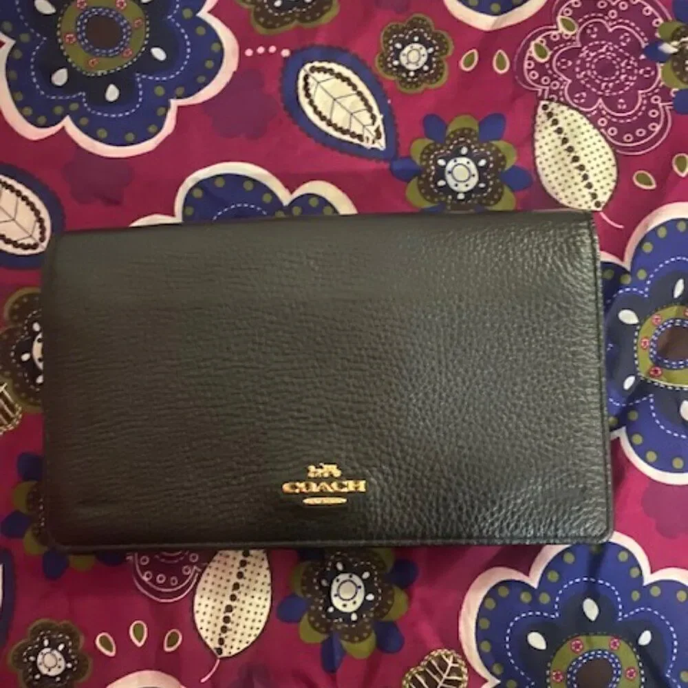 Coach Anna Black Fold Over clutch